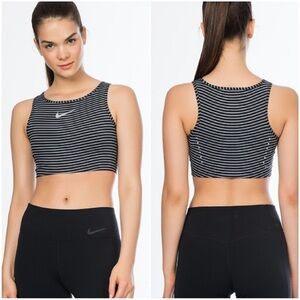 Nike Women’s Power Running Tank Top Crop Striped Dri-Fit Reflective XS